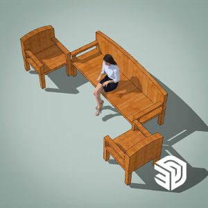Sketchup Design - Wooden Table Set