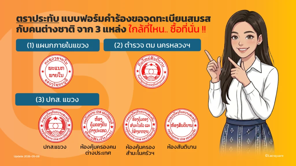 ตราประทับของแบบฟอร์ฺมคำร้องขอจดทะเบียนสมรสกับคนต่างชาติ