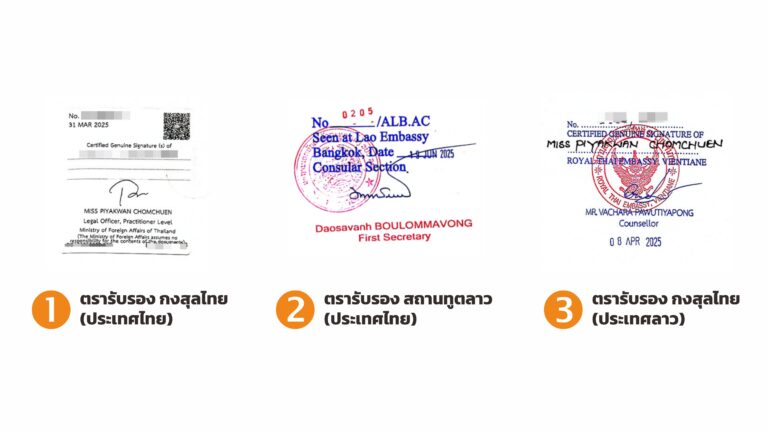 ตราประทับ รับรองนิติกรณ์เอกสาร ไทยลาว